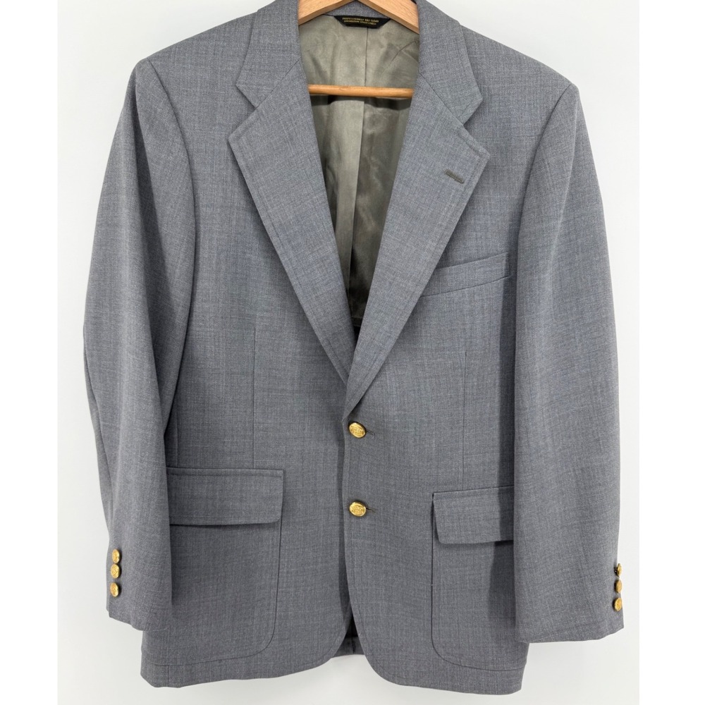 Palm Beach Mens Grey Vintage Blazer Gold Crest Buttons The Short Shop USA Made
